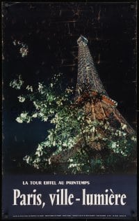 2w065 PARIS, VILLE-LUMIERE 24x39 French travel poster 1958 wonderful image of the Eiffel Tower!