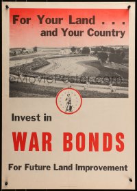 2w097 FOR YOUR LAND & YOUR COUNTRY 20x28 WWII war poster 1943 farmland with a variety of crops!