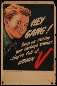2w103 HEY GANG 14x21 Canadian WWII war poster 1943 art of a freckled boy by Franklin Arbuckle!