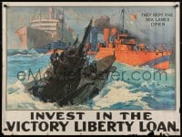 2w072 INVEST IN THE VICTORY LIBERTY LOAN 29x39 WWI war poster 1918 keeps sea lanes open!