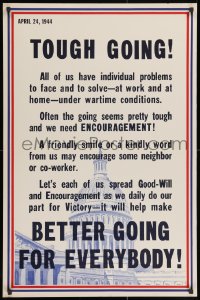 2w134 TOUGH GOING 25x38 WWII war poster 1943 it will help make better going for everybody!