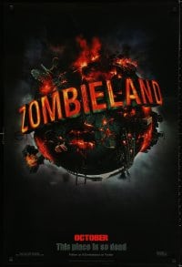 2w999 ZOMBIELAND teaser 1sh 2009 Harrelson, Eisenberg, this place is so dead, wild image of Earth!
