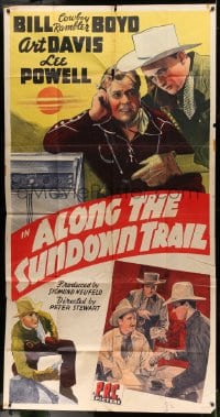 2x381 ALONG THE SUNDOWN TRAIL 3sh 1942 art of Bill Cowboy Rambler Boyd catching bad guy, rare!
