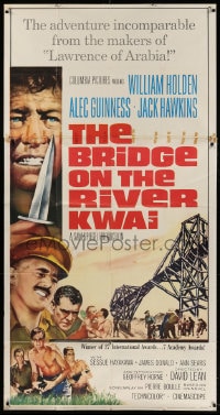 2x409 BRIDGE ON THE RIVER KWAI 3sh R1963 William Holden with gun, David Lean WWII classic!