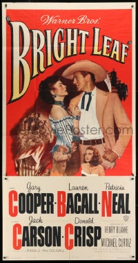 2x410 BRIGHT LEAF 3sh 1950 great romantic close up of Gary Cooper & sexy Lauren Bacall!