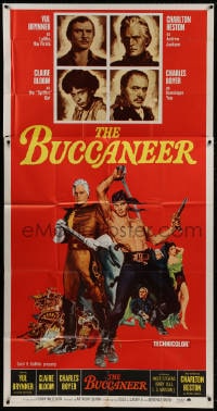 2x411 BUCCANEER 3sh R1965 Yul Brynner, Charlton Heston, directed by Anthony Quinn!