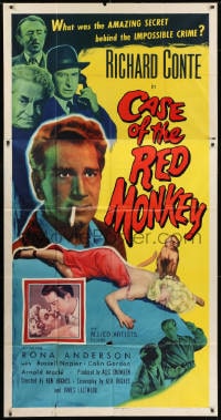 2x419 CASE OF THE RED MONKEY 3sh 1955 Richard Conte solves the secret behind the impossible crime!