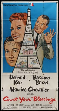 2x427 COUNT YOUR BLESSINGS 3sh 1959 Deborah Kerr, Rossano Brazzi & Maurice Chevalier in Paris!