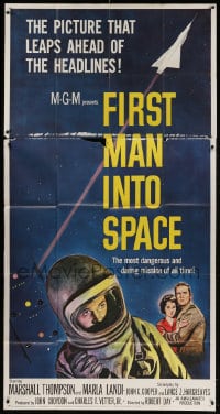 2x455 FIRST MAN INTO SPACE 3sh 1959 most dangerous & daring mission of all time, astronaut images!