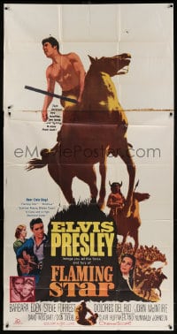 2x457 FLAMING STAR 3sh 1960 Elvis Presley on horseback with rifle, Barbara Eden, Don Siegel!