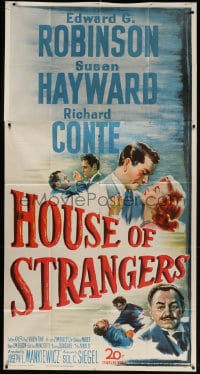 2x485 HOUSE OF STRANGERS 3sh 1949 different art of Edward G. Robinson, Richard Conte & Susan Hayward