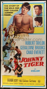 2x502 JOHNNY TIGER 3sh 1966 Robert Taylor, Geraldine Brooks & barechested Chad Everett!