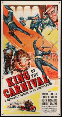 2x509 KING OF THE CARNIVAL 3sh 1955 Republic serial, crime & circus trapeze disaster artwork!