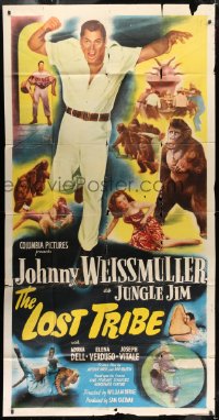 2x529 LOST TRIBE 3sh 1949 Johnny Weissmuller as Jungle Jim, pretty Myrna Dell & wacky fake ape!