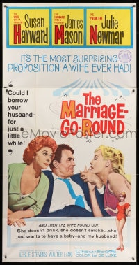 2x537 MARRIAGE-GO-ROUND 3sh 1960 Julie Newmar wants to borrow Susan Hayward's husband James Mason!