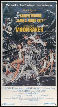 2x544 MOONRAKER 3sh 1979 art of Roger Moore as James Bond & sexy ladies by Daniel Goozee!