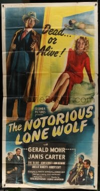 2x558 NOTORIOUS LONE WOLF 3sh 1946 can Gerald Mohr save Janis Carter, who only has minutes to live!