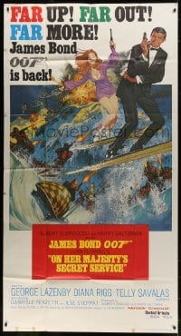 2x560 ON HER MAJESTY'S SECRET SERVICE int'l 3sh 1969 George Lazenby as Bond, McGinnis/McCarthy art!