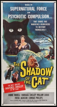 2x594 SHADOW OF THE CAT 3sh 1961 sexy Barbara Shelley, stare into its eyes if you dare!