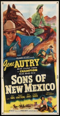 2x605 SONS OF NEW MEXICO 3sh 1949 cool close up of Gene Autry with gun standing by Champion!