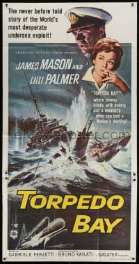 2x632 TORPEDO BAY 3sh 1964 James Mason, Lilli Palmer, awesome art of destroyer ramming submarine!