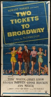2x635 TWO TICKETS TO BROADWAY 3sh 1951 Janet Leigh, Tony Martin, DeHaven, Ann Miller, Howard Hughes