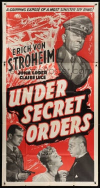 2x638 UNDER SECRET ORDERS 3sh 1943 Erich von Stroheim, gripping expose of a most sinister spy ring!
