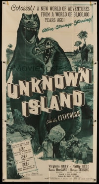 2x641 UNKNOWN ISLAND 3sh 1948 Virginia Grey, Barton MacLane, really fake dinosaurs, ultra rare!