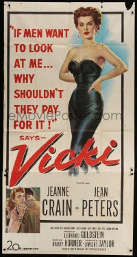 2x644 VICKI 3sh 1953 if men want to look at sexy bad girl Jean Peters, she'll make them pay for it!