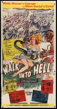 2x648 WALK INTO HELL 3sh 1957 great art, starring & produced by Australian Chips Rafferty!