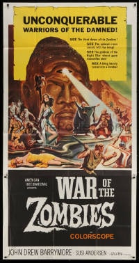 2x649 WAR OF THE ZOMBIES 3sh 1965 John Barrymore vs warriors of the damned, Reynold Brown art!