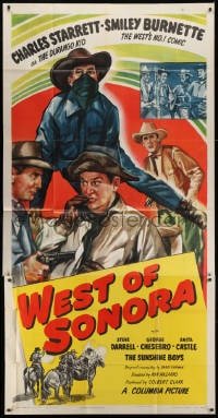 2x652 WEST OF SONORA 3sh 1948 Charles Starrett as The Durango Kid w/wacky Smiley Burnette!