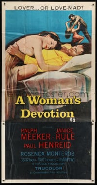 2x662 WOMAN'S DEVOTION 3sh 1956 artwork of Paul Henreid & Janice Rule, lover or love-mad!