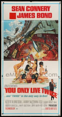 2x666 YOU ONLY LIVE TWICE 3sh 1967 art of Sean Connery as James Bond by Robert McGinnis!