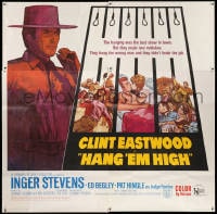 2x047 HANG 'EM HIGH 6sh 1968 Clint Eastwood, they hung the wrong man, cool art by Sandy Kossin!