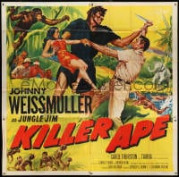 2x055 KILLER APE 6sh 1953 great Cravath art of Weissmuller as Jungle Jim fighting giant man-ape!