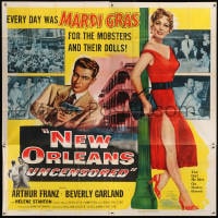 2x068 NEW ORLEANS UNCENSORED 6sh 1954 William Castle, sexy full-length Helene Stanton in red dress!