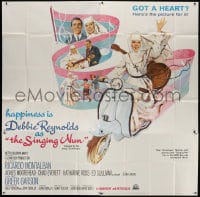 2x084 SINGING NUN 6sh 1966 great artwork of Debbie Reynolds with guitar riding Vespa!
