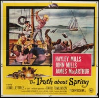 2x105 TRUTH ABOUT SPRING 6sh 1965 art of daughter Hayley Mills & father John Mills on ship!