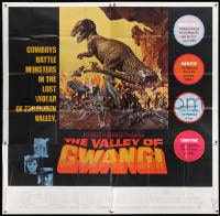 2x107 VALLEY OF GWANGI int'l 6sh 1969 Ray Harryhausen, McCarthy art of cowboys battling dinosaurs!