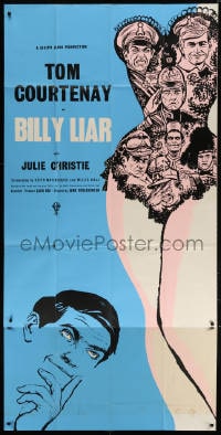 2x003 BILLY LIAR English 3sh 1964 Tom Courtenay, Schlesinger, great montage art on sexy lingerie!