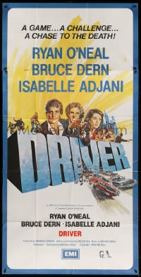 2x004 DRIVER English 3sh 1978 Walter Hill, cool art of Ryan O'Neal, Bruce Dern & Isabelle Adjani!
