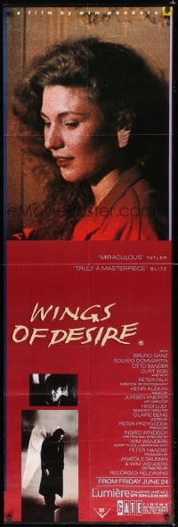 2x024 WINGS OF DESIRE advance English door panel 1987 Wim Wenders German afterlife fantasy!