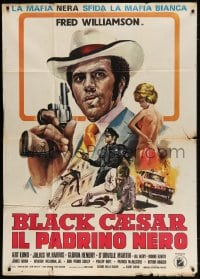 2x697 BLACK CAESAR Italian 1p 1974 cool different art of Fred Williamson with gun!