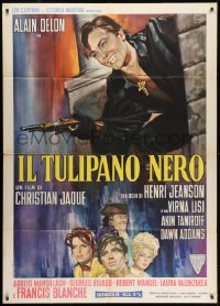 2x699 BLACK TULIP Italian 1p 1964 great art of heroic swashbuckler Alain Delon w/gun in window!