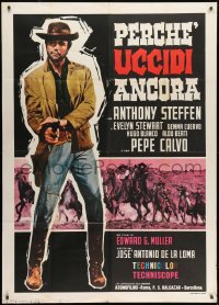 2x703 BLOOD AT SUNDOWN Italian 1p 1965 full-length Anthony Steffen with gun, spaghetti western!