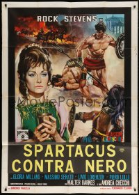2x712 CHALLENGE OF THE GLADIATOR Italian 1p 1965 great Gasparri art of Peter Lupus as Spartacus!
