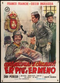 2x728 CONTINUAVANO A CHIAMARLI... ER PIU E ER MENO Italian 1p 1972 Casaro art of Franco & Ciccio!