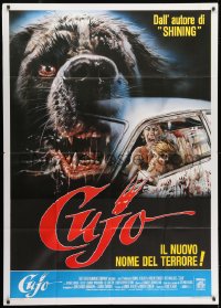 2x735 CUJO Italian 1p 1983 Stephen King, different Sciotti artwork of killer dog & bloody car!