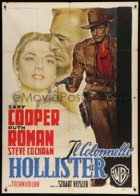 2x738 DALLAS Italian 1p R1960 different Martinati art of Gary Cooper with gun & Ruth Roman!